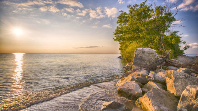 Point Pelee National Park beach at sunset eriesee